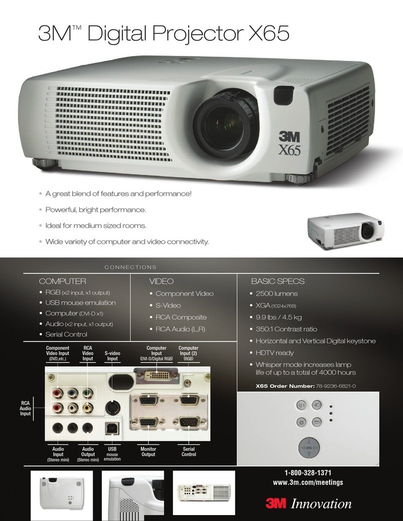 3M Multimedia Projector X65 Specification sheet