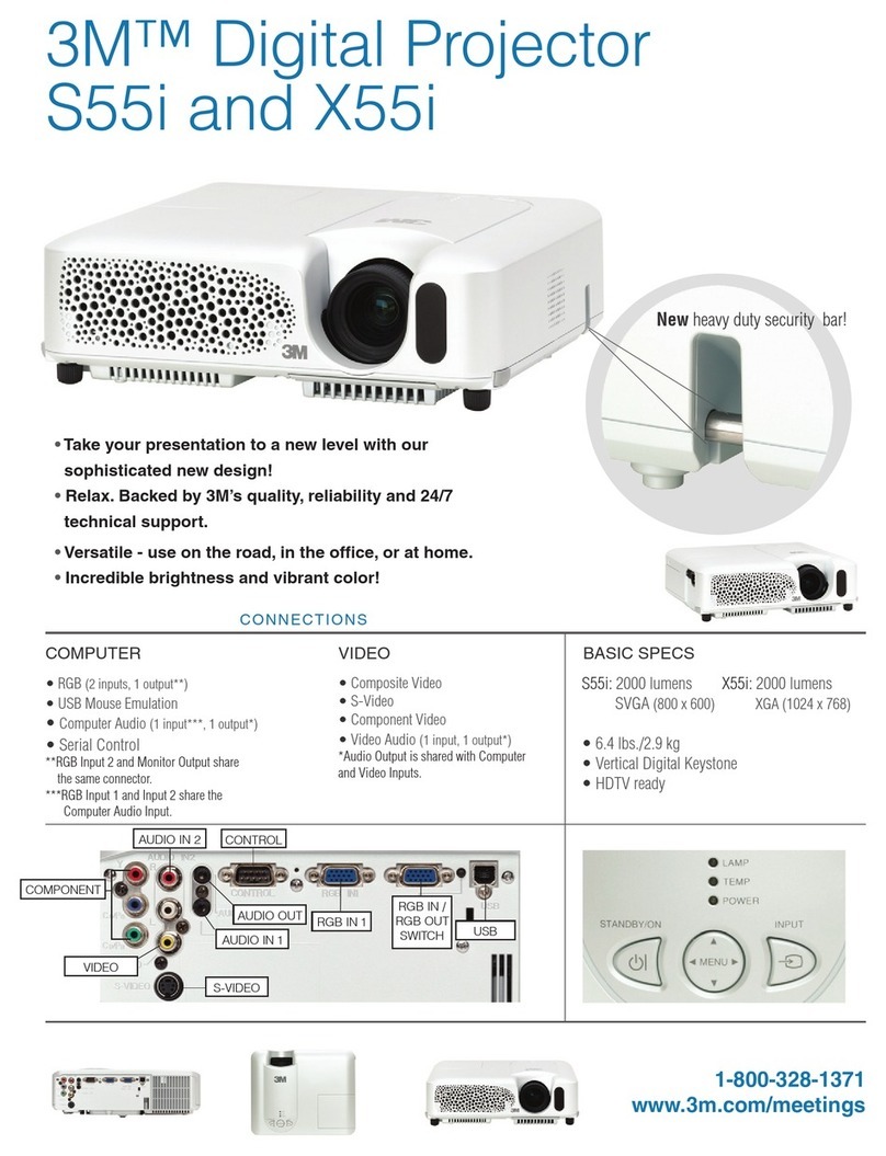 3M Multimedia Projector S55i Specification sheet