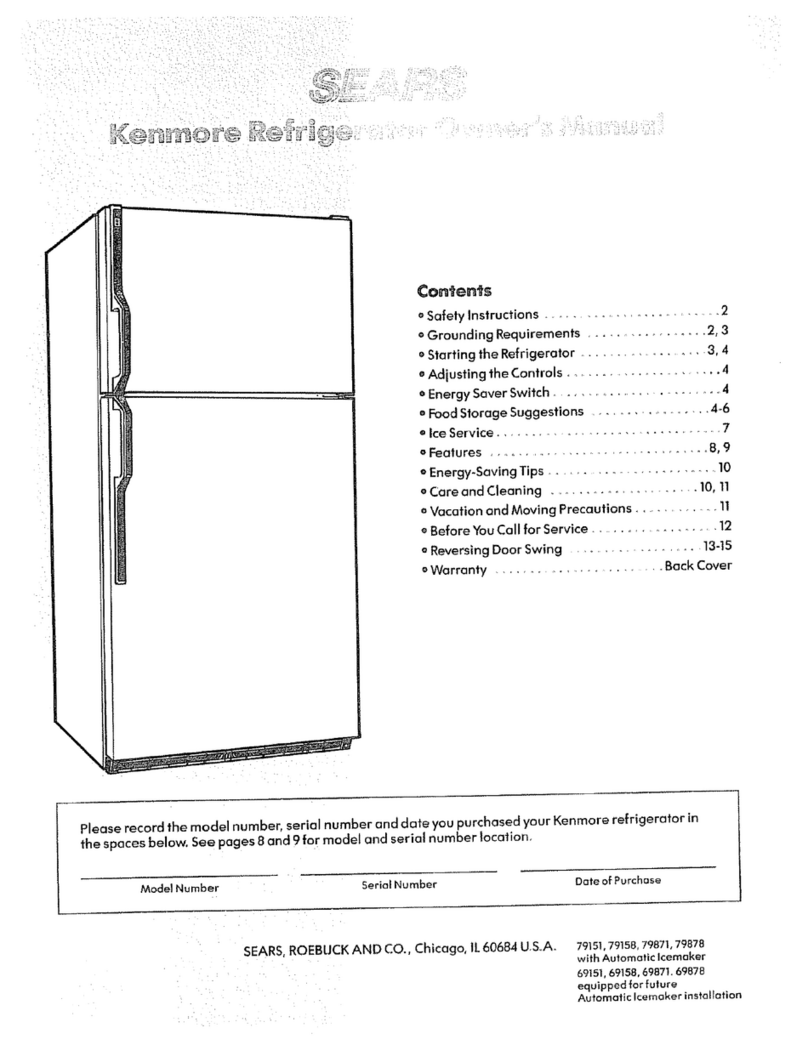 Sears Kenmore Refrigerator owner's manual