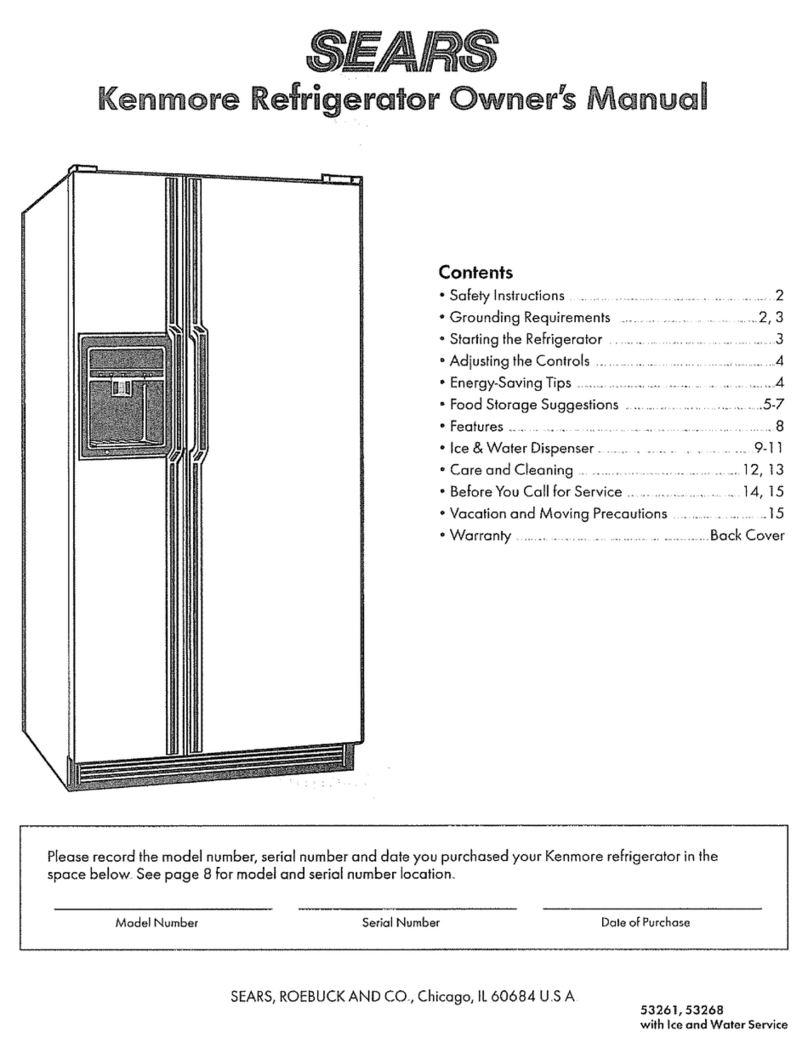 Sears Kenmore Refrigerator User manual