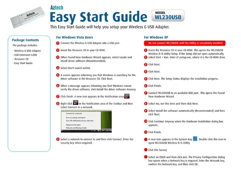 Aztech WL230USB Wireless B+G Easy start guide
