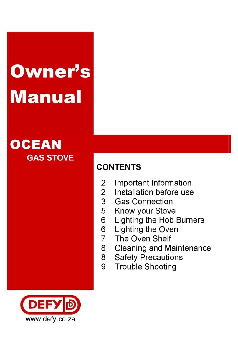 Defy OCEAN GAS STOVE owner's manual