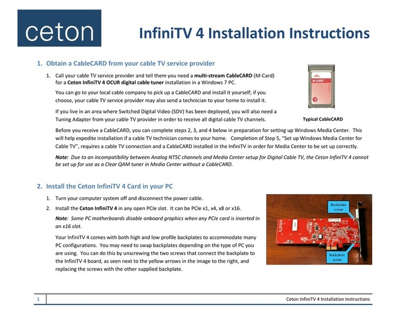 Ceton InfiniTV 4 USB installation instructions Ceton InfiniTV 4 USB installation instructions