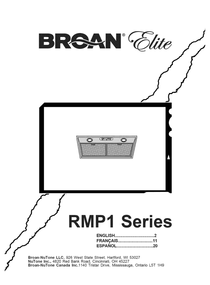 Broan Range Hood RMP1 User manual