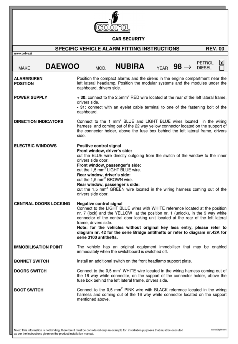 Cobra Vehicle Alarm Series 3100 Fitting instructions