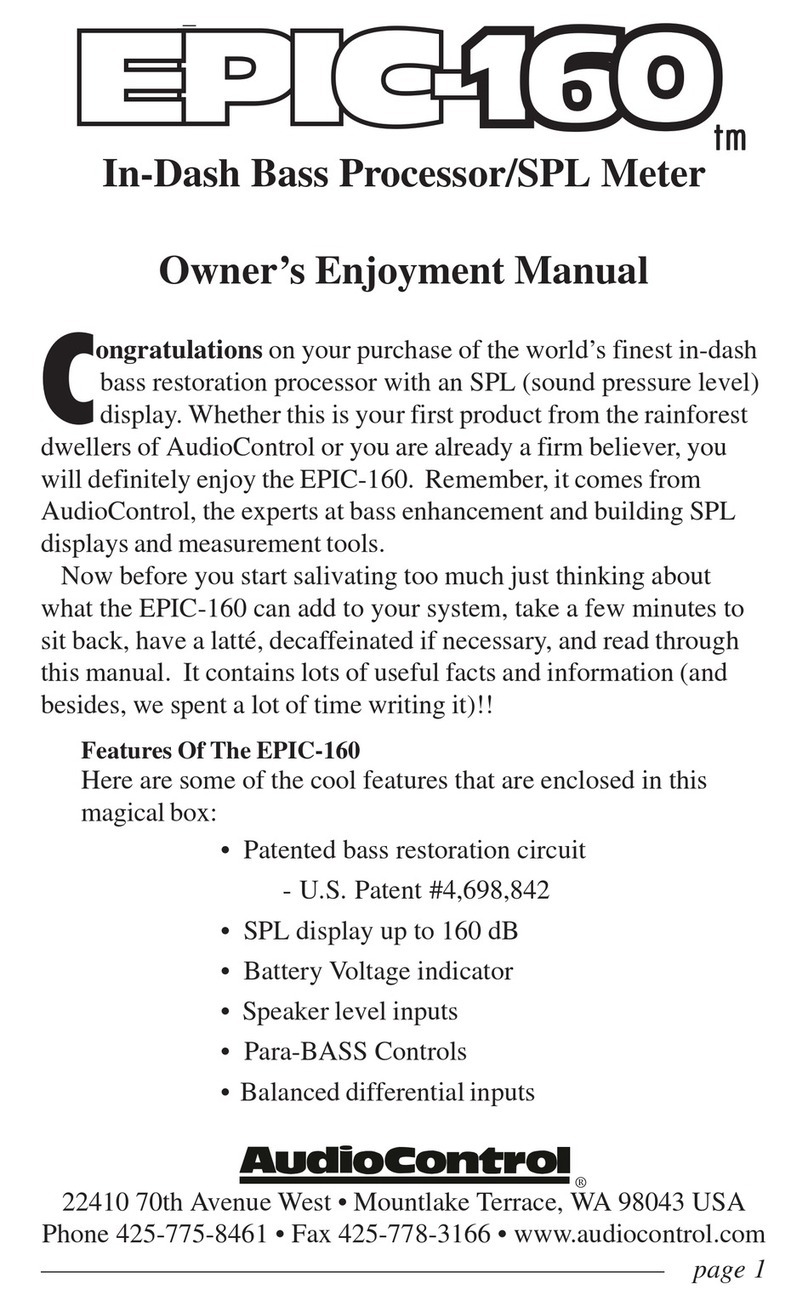 Audio Control EPIC-160 User manual