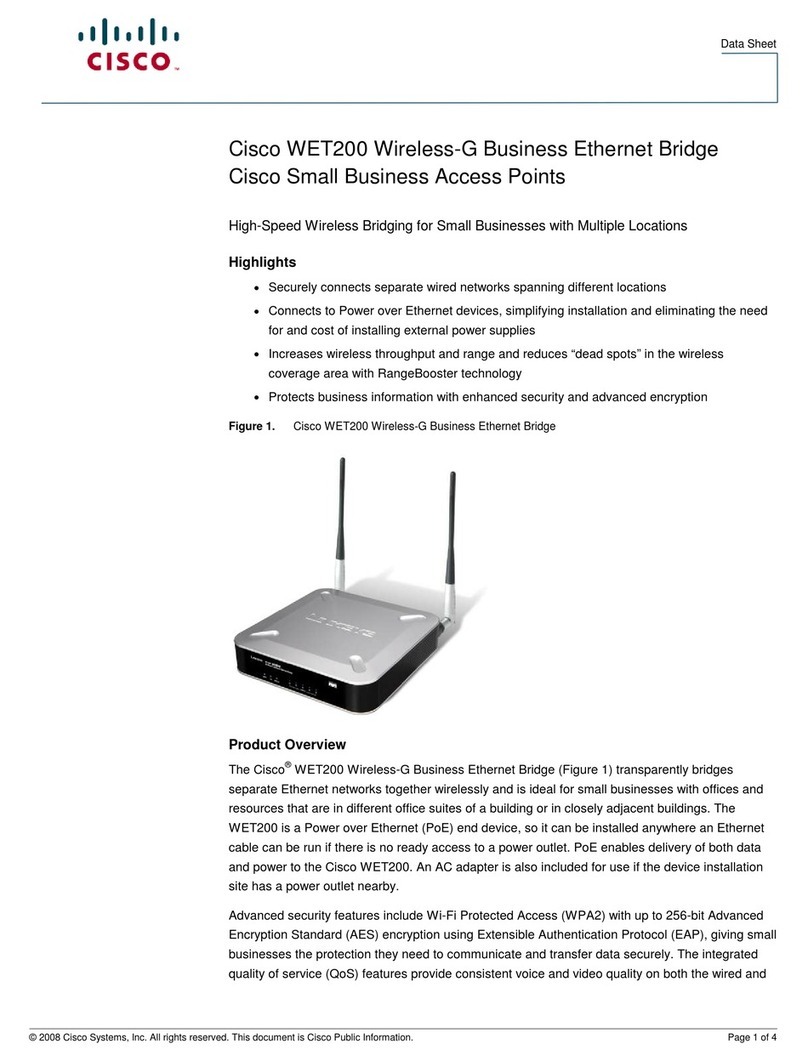 Cisco WET200 Wireless-G Business Ethernet Bridge User manual