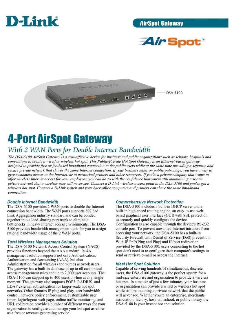 D-Link DSA 5100 - Airspot - Gateway User manual D-Link DSA 5100 - Airspot - Gateway User manual