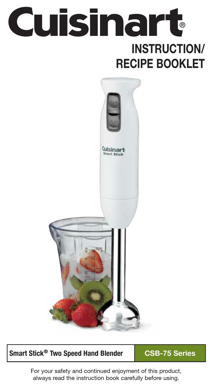 Cuisinart Two Speed Hand Blender CSB-75 INSTRUCTION AND RECIPE BOOKLET