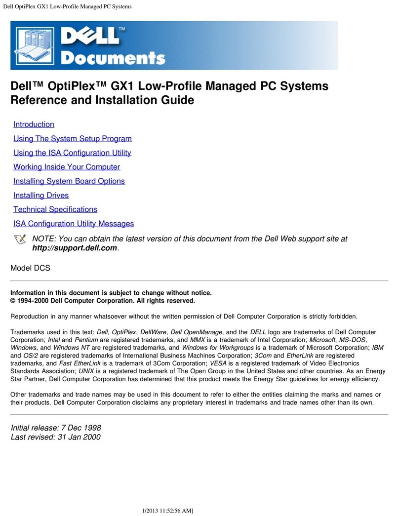 Dell OptiPlex GX1 Low-Profile Managed PC Systems User manual