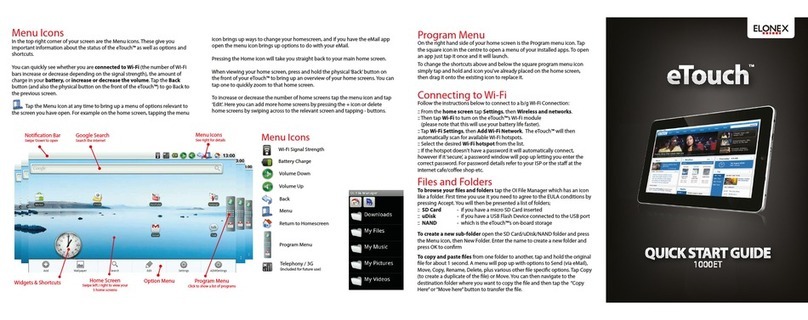 Elonex eTouch 1000ET quick start guide