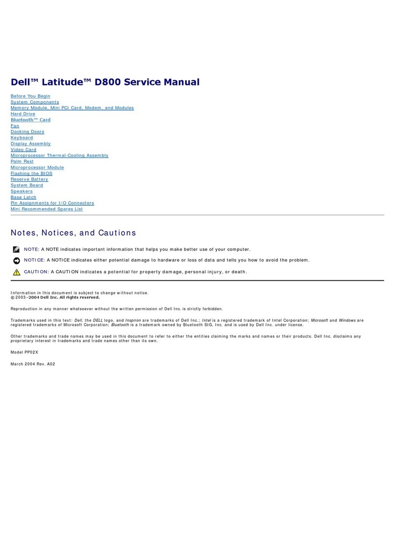Dell D800 - Latitude 15.4" Notebook User manual