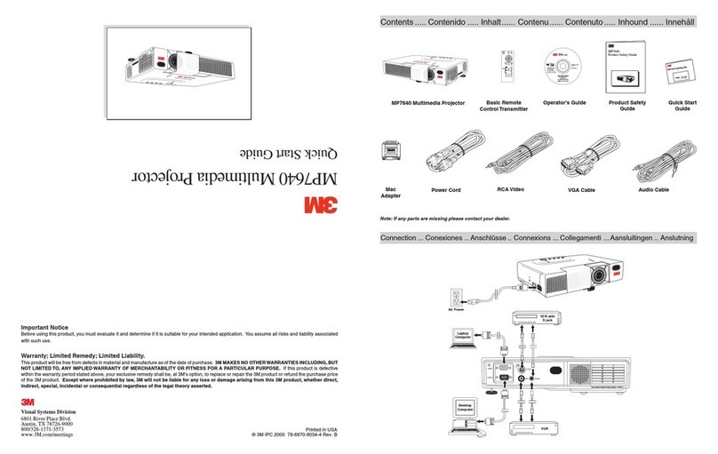 3M Multimedia Projector MP7640 User manual