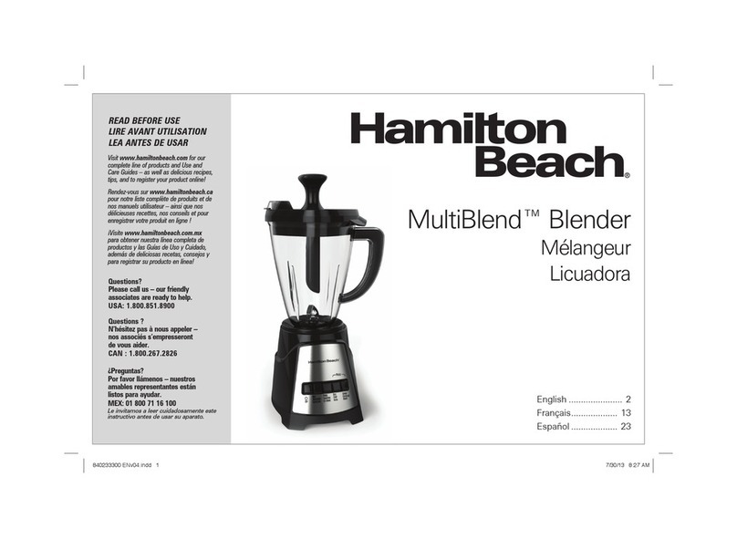Hamilton Beach MultiBlend 58158 use & care