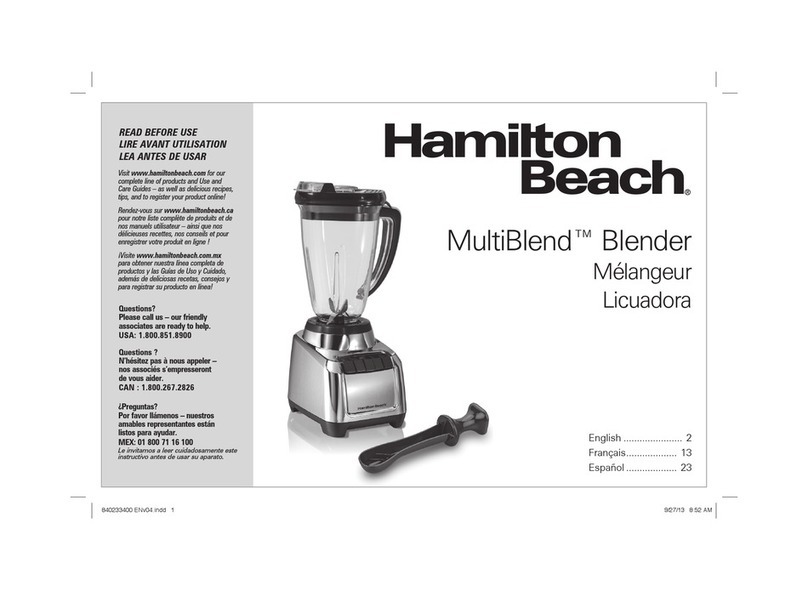 Hamilton Beach MultiBlend 53511 use & care