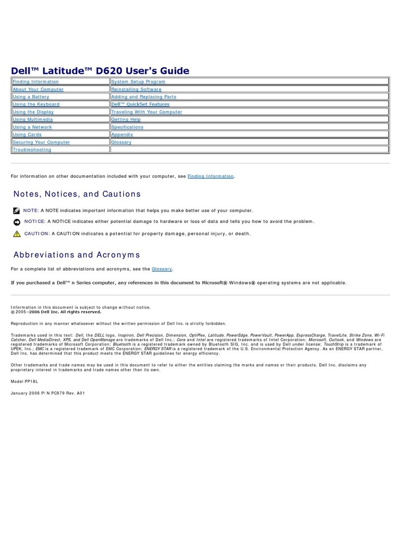 Dell D620/D820 - LATITUDE PRECISION M65 user guide