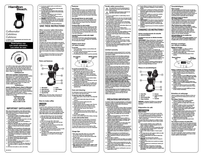 Hamilton Beach 49315R Use and maintenance manual