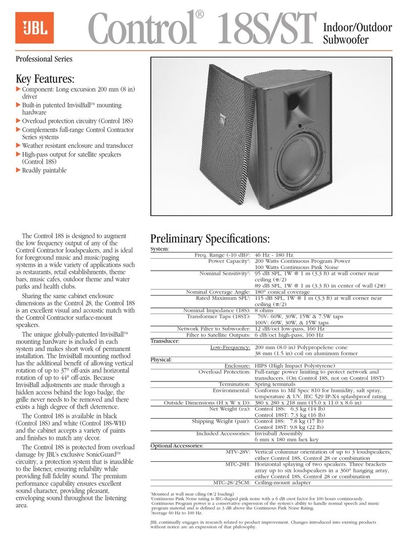 JBL Control 18S/ST Specifications