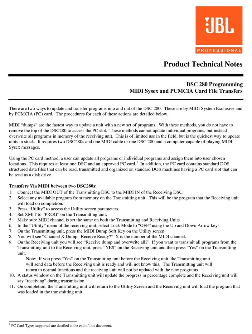 JBL DSC 280 Specification sheet