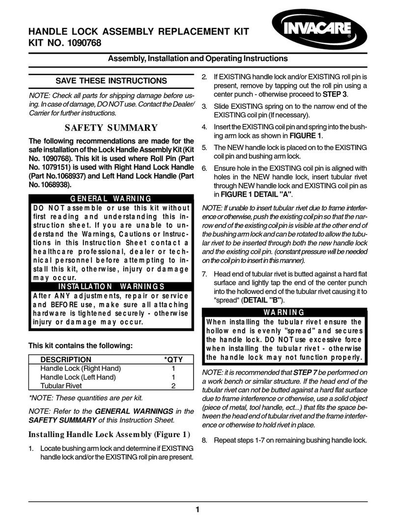 Invacare 1090768 Assembly, installation and operating instructions