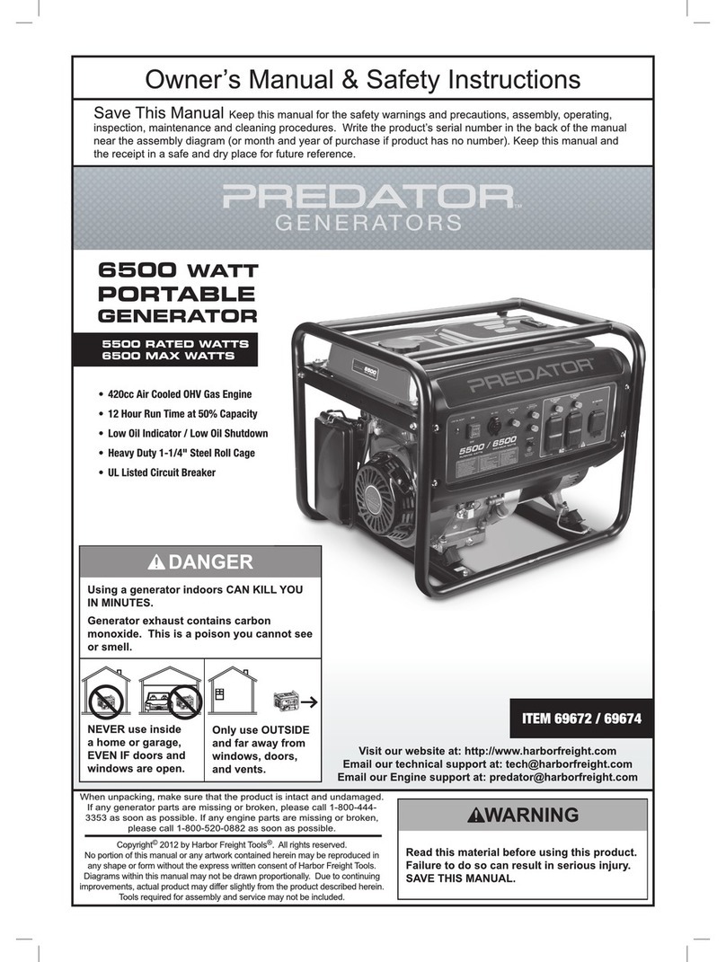 Predator Predator generators 6500 Watt Owner's manual & safety instructions