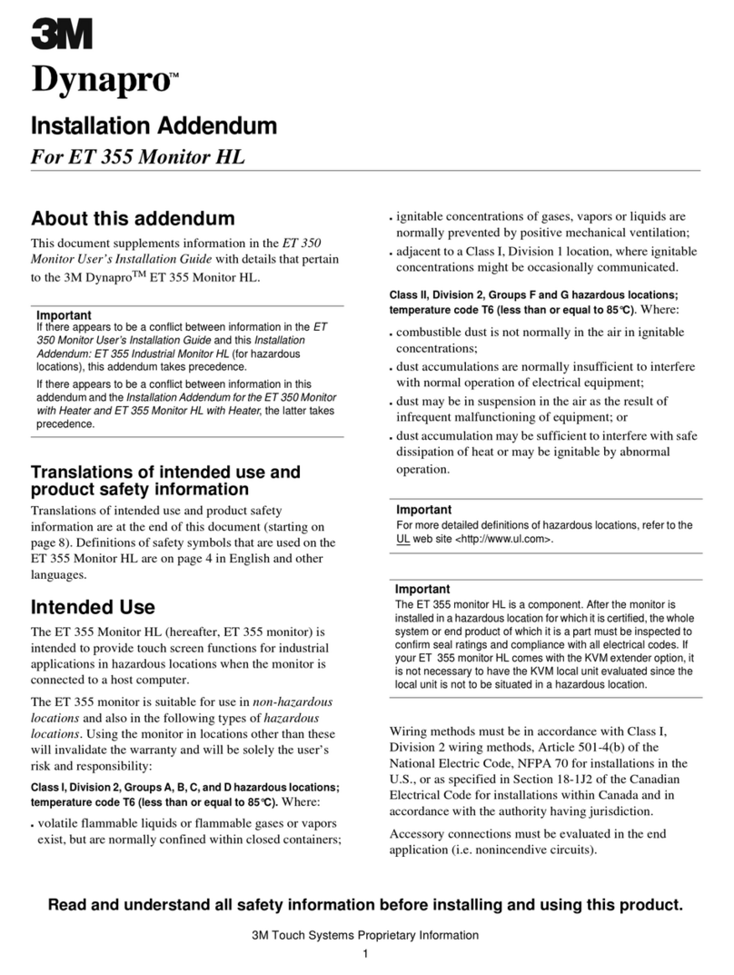 3M Dynapro ET 355 Monitor HL Installation Manual Addendum 3M Dynapro ET 355 Monitor HL Installation Manual Addendum