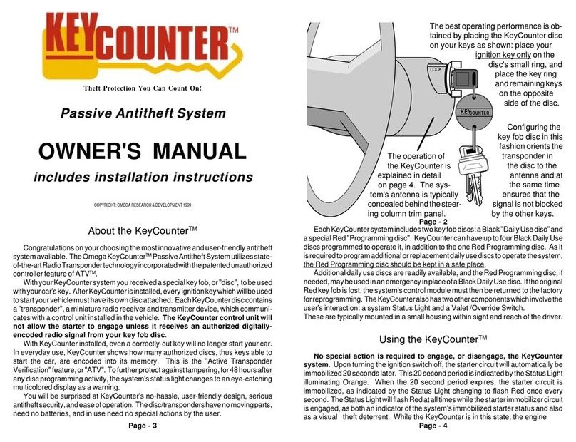 Omega KeyCounter Passive Antitheft System User manual