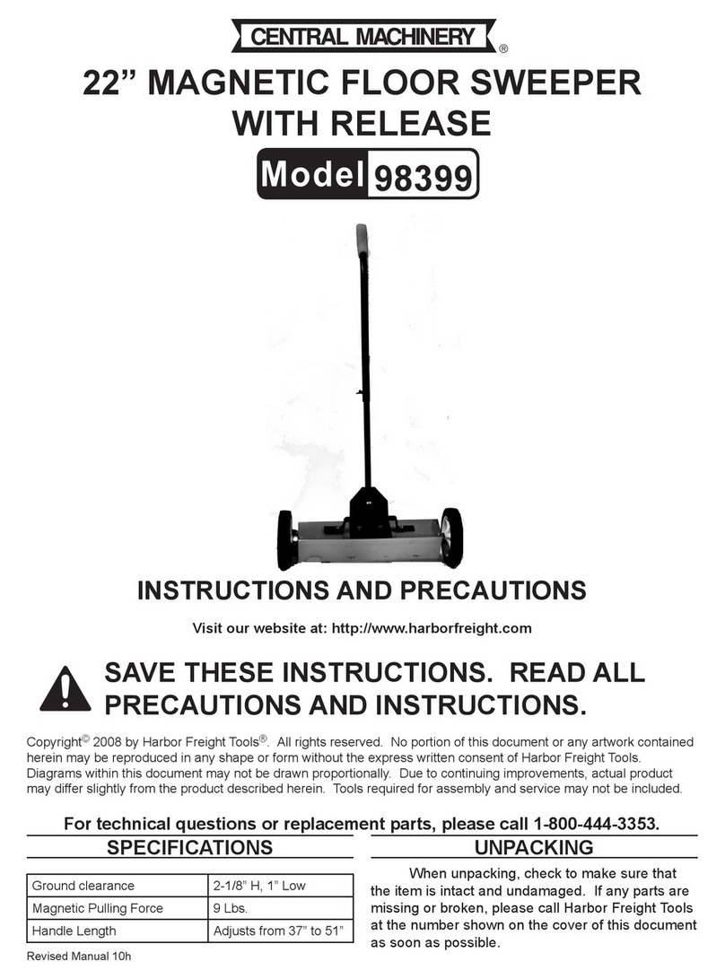 Central Machinery Central Machinery 22" Magnetic Floor Sweeper with Release... Instructions and precautions