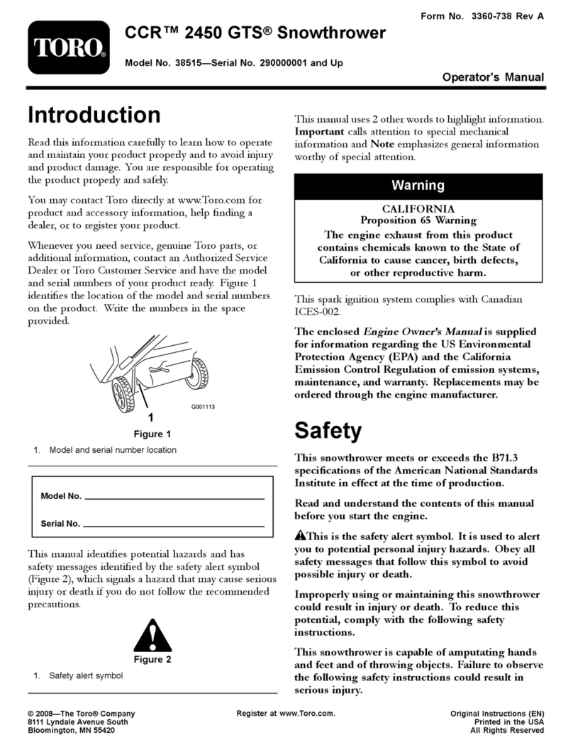 Toro Toro Snow Blower 38515 User manual