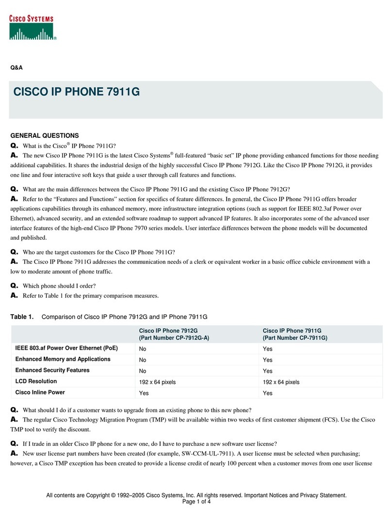 Cisco 7911G - IP Phone VoIP Instruction Manual
