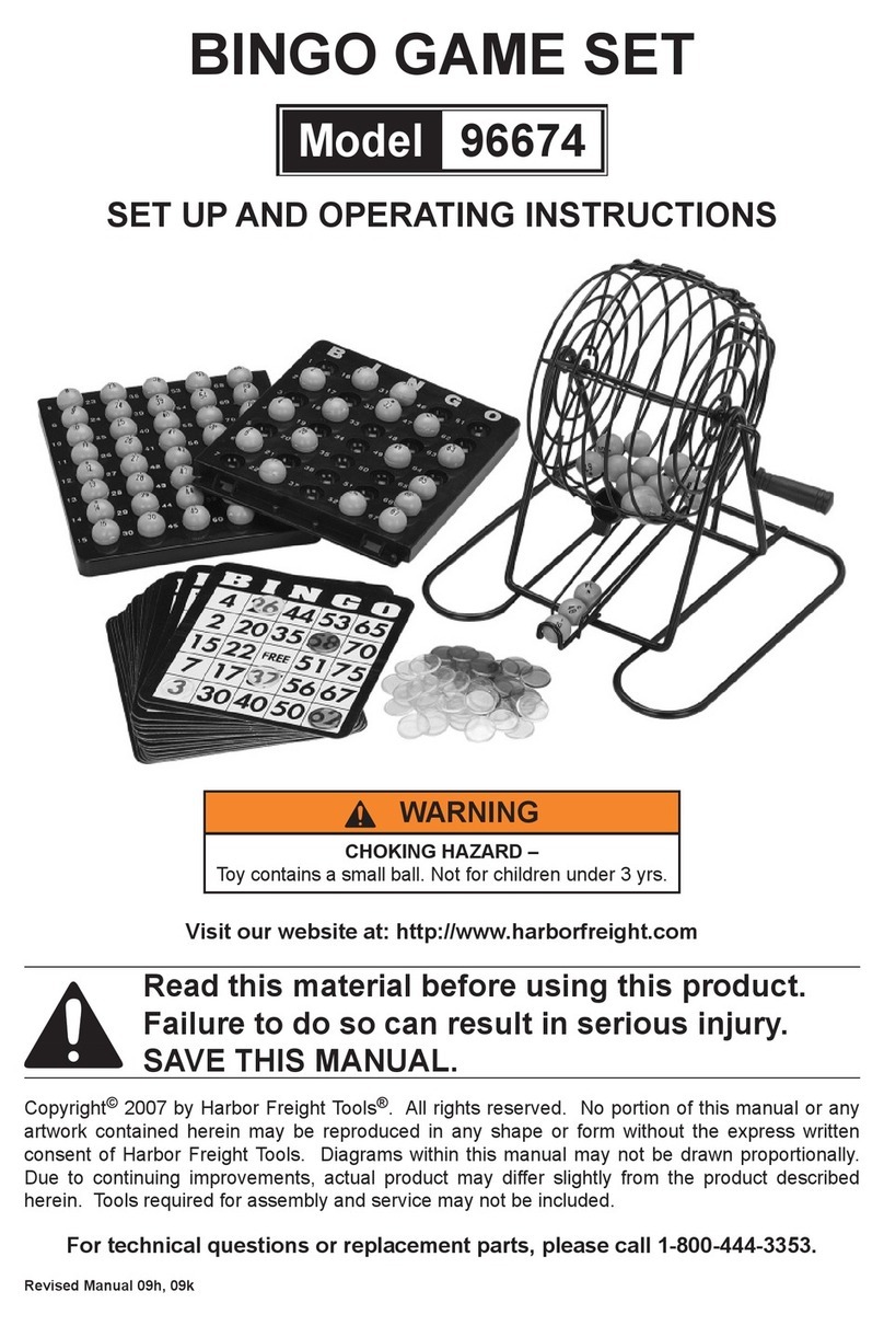 Harbor Freight Tools BINGO GAME SET 96674 Set up and operating instructions Harbor Freight Tools BINGO GAME SET 96674 Set up and operating instructions