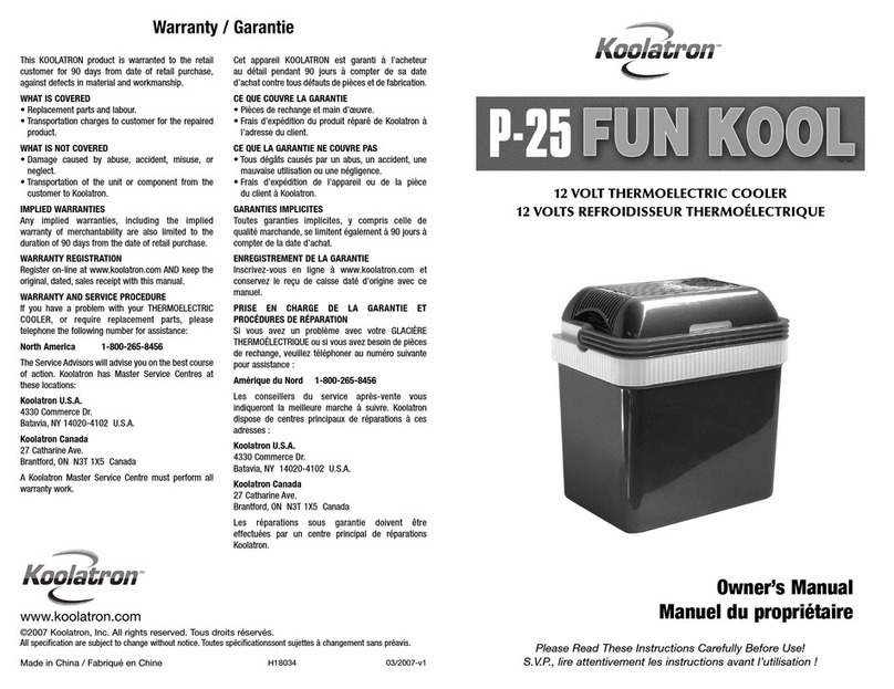 Koolatron P-25 FUN KOOL User manual
