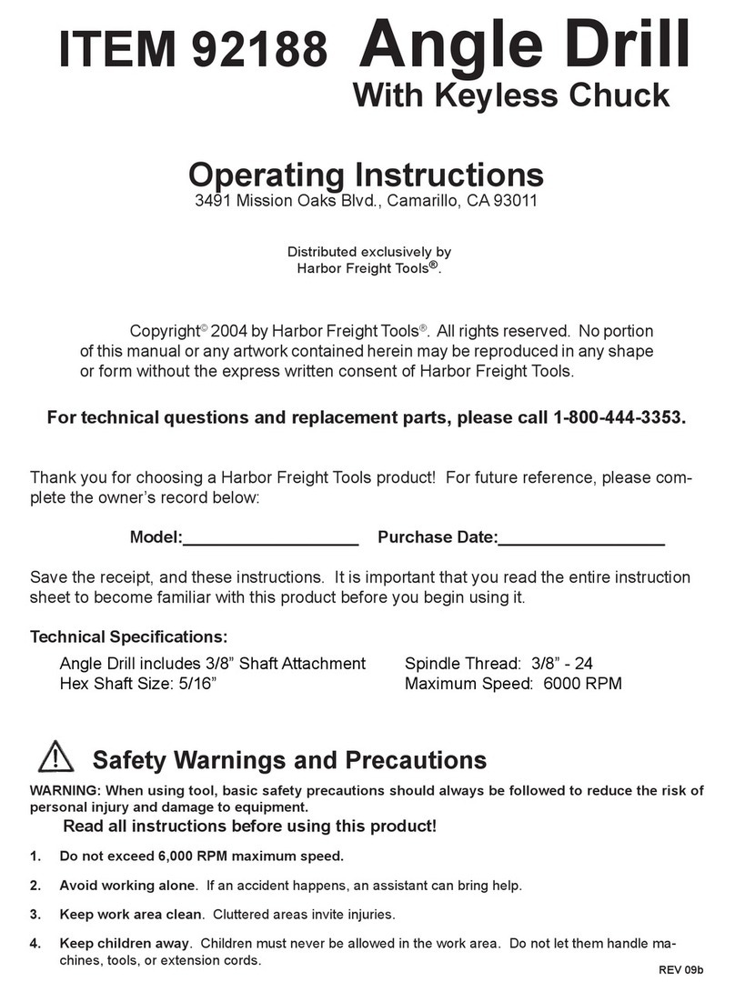 Harbor Freight Tools Angle Drill With Keyless Chuck operating instructions