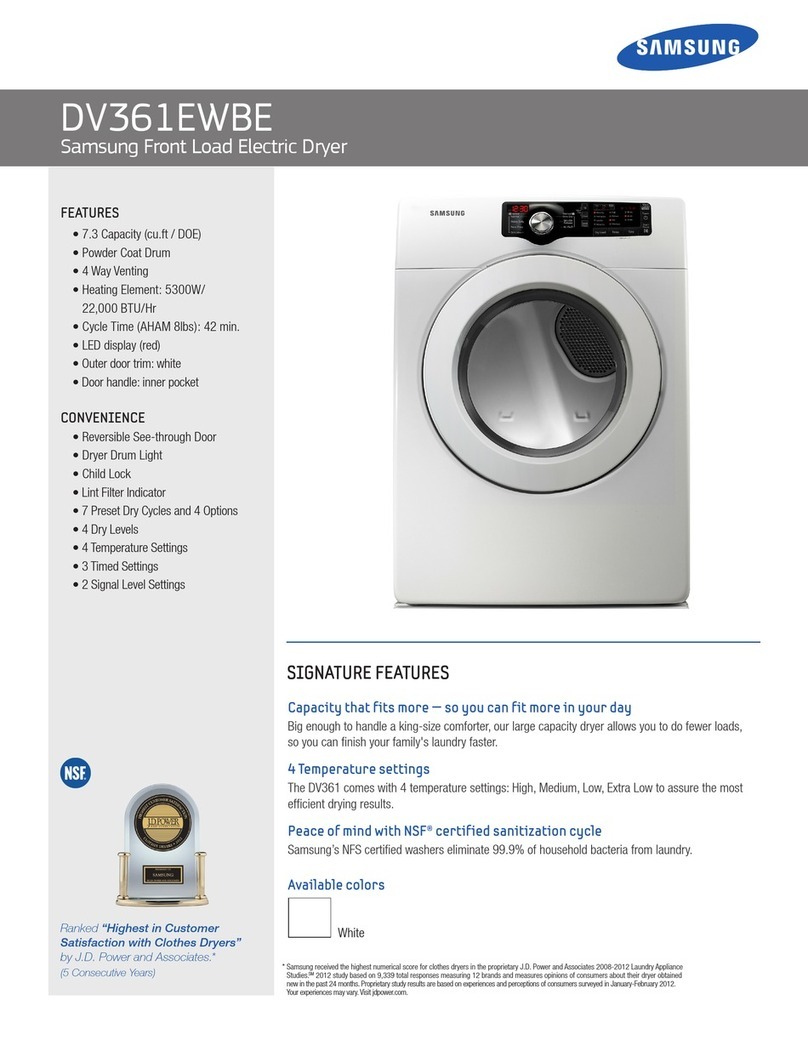 Samsung DV361EWBE quick guide