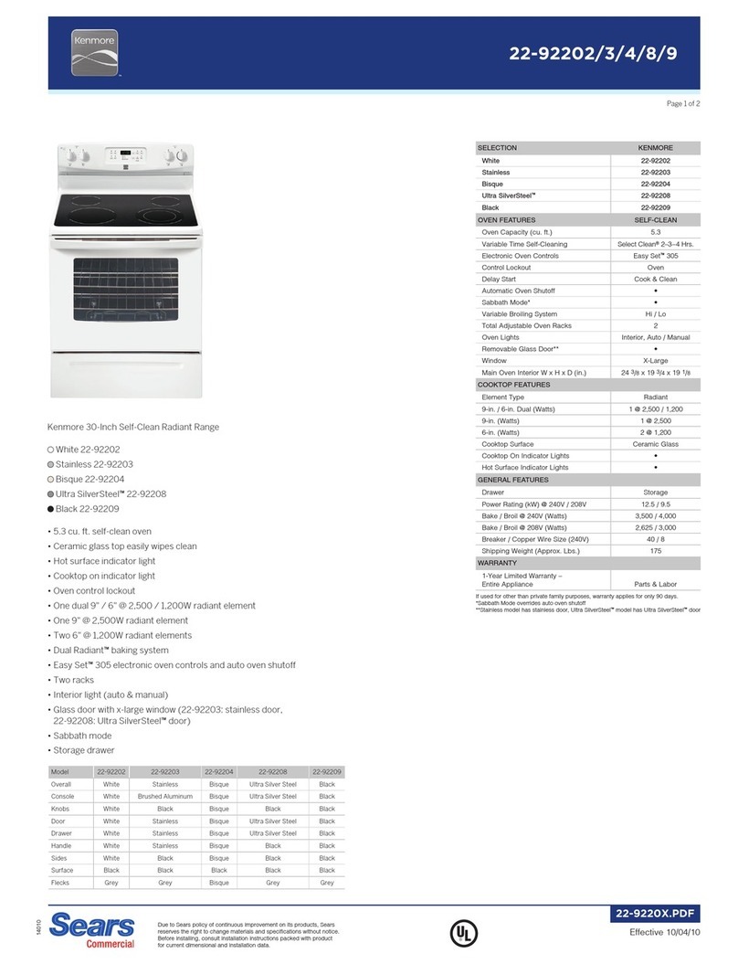 Kenmore 22-92202/3/4/8/9 User manual