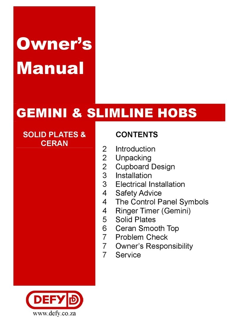 Defy GEMINI SOLID PLATE HOB User manual