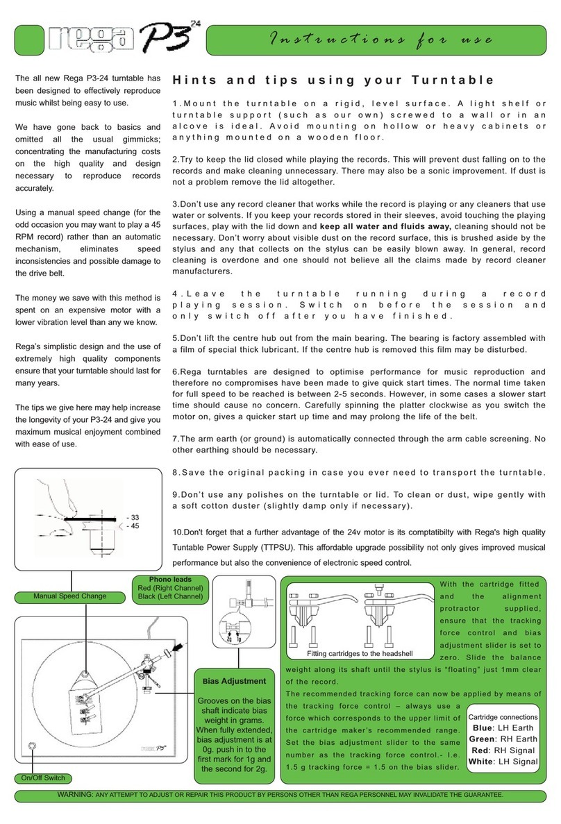 Rega P3-24 Instructions for use