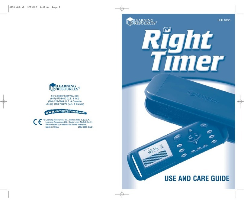 Learning Resources RIGHT TIMER LER 6955 Use and care guide