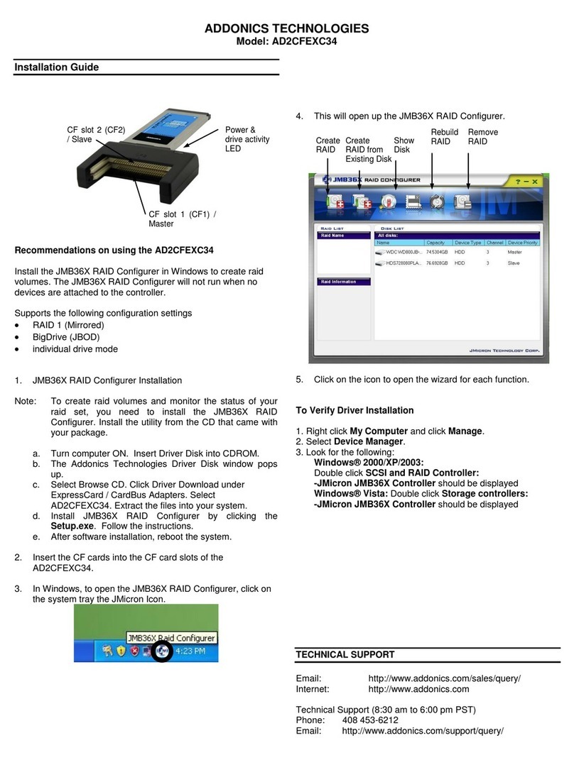Addonics Technologies AD2CFEXC34 installation guide