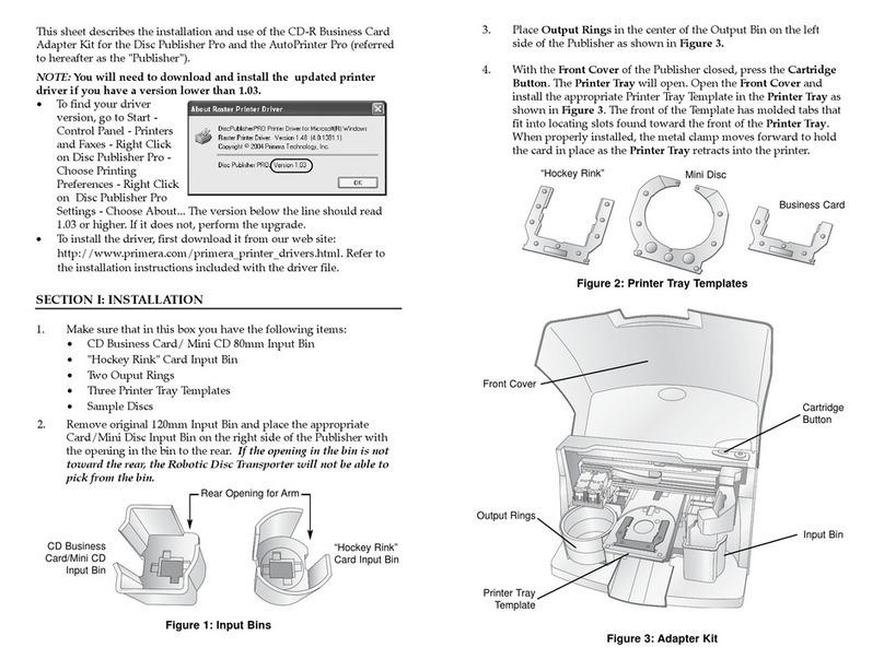 Primera Business Card Adapter Kit Installation & use Primera Business Card Adapter Kit Installation & use