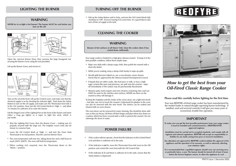 Redfyre Oil-Fired Classic Range Cooker user guide Redfyre Oil-Fired Classic Range Cooker user guide