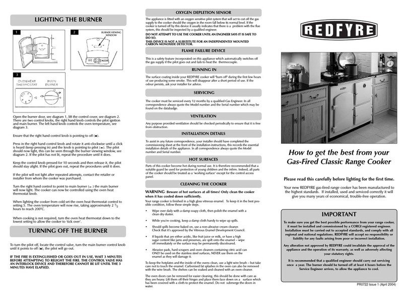 Redfyre Gas-Fired Classic Range Cooker quick guide