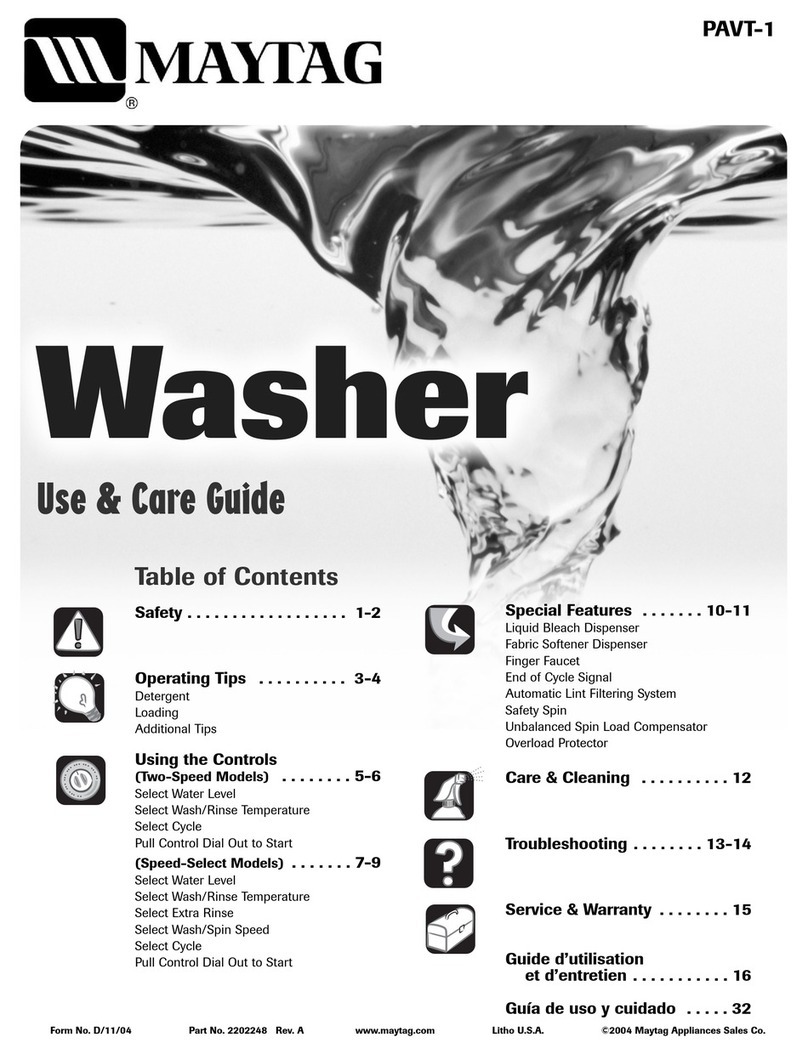 Maytag PAVT-1 Use & care guide