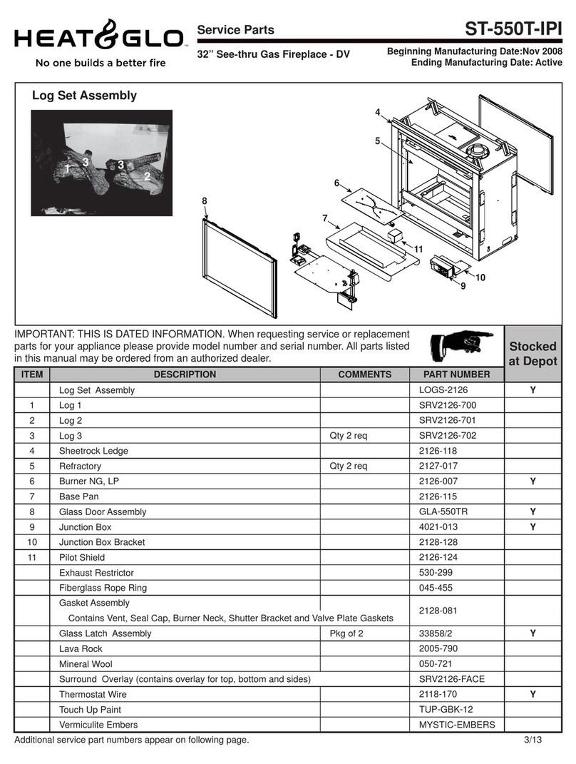 Heat & Glo ST-550T-IPI parts list Heat & Glo ST-550T-IPI parts list