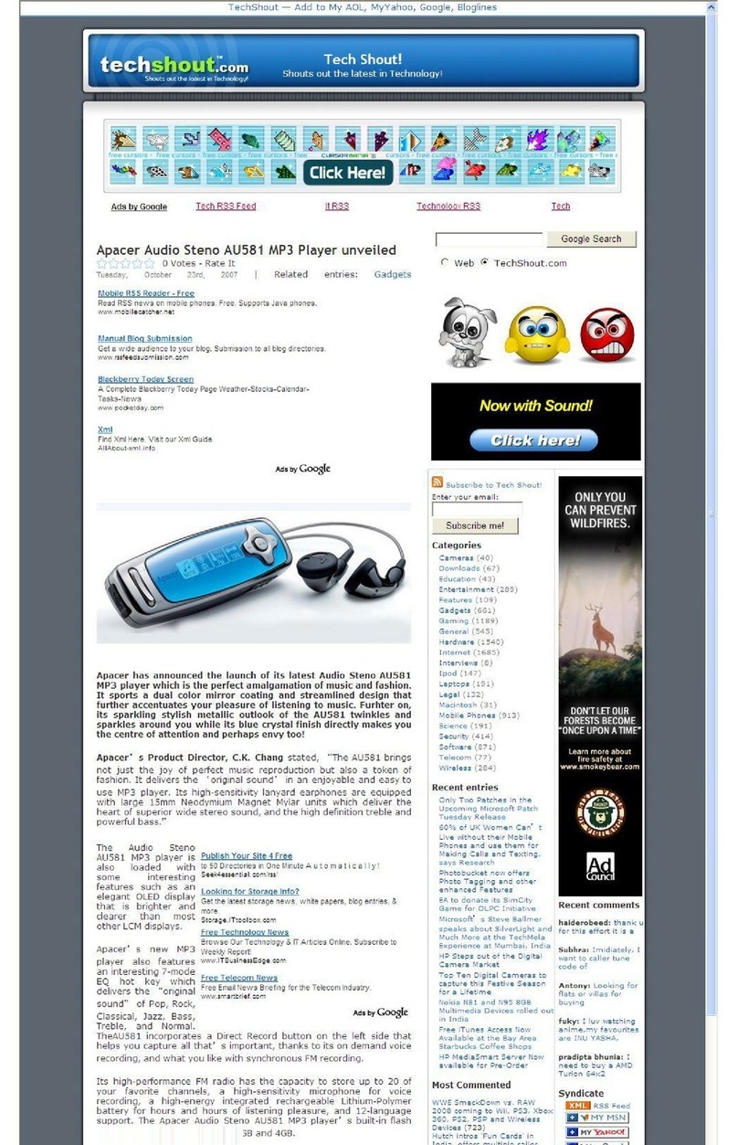 Apacer Technology Audio Steno AU581 User manual Apacer Technology Audio Steno AU581 User manual
