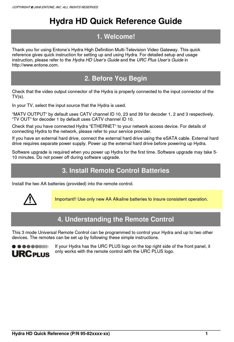 Entone Hydra HD B-Series User manual