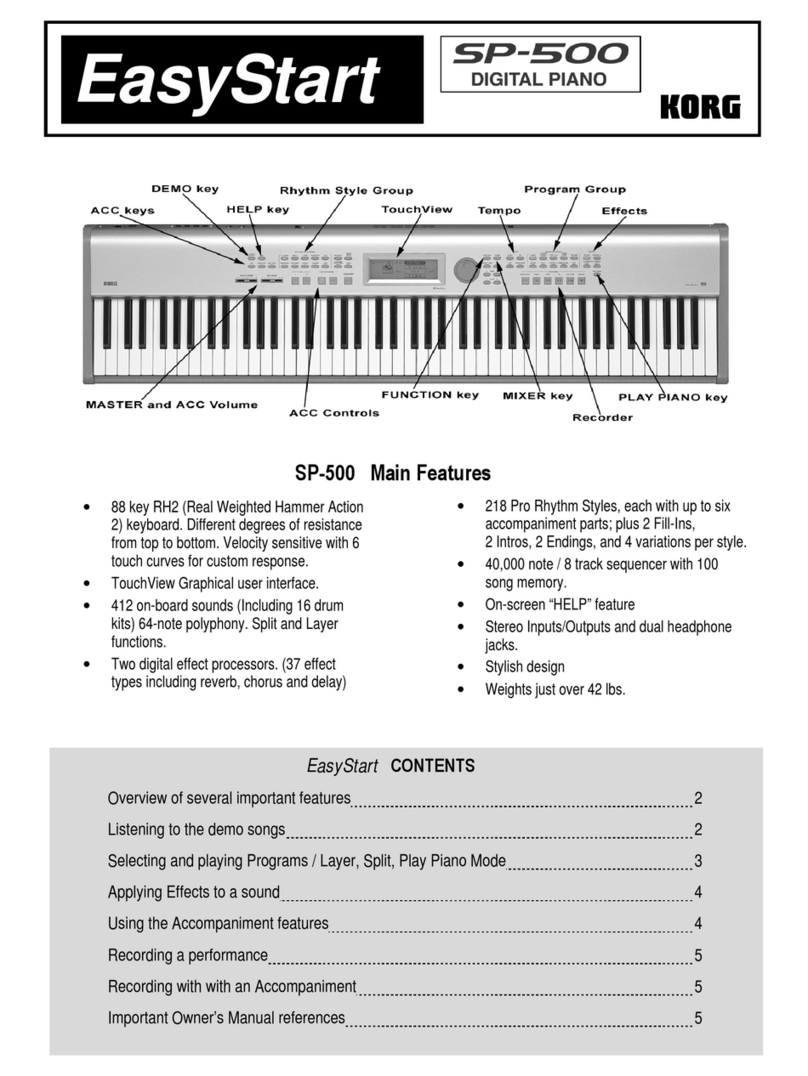 Korg SP-500 Easy start guide
