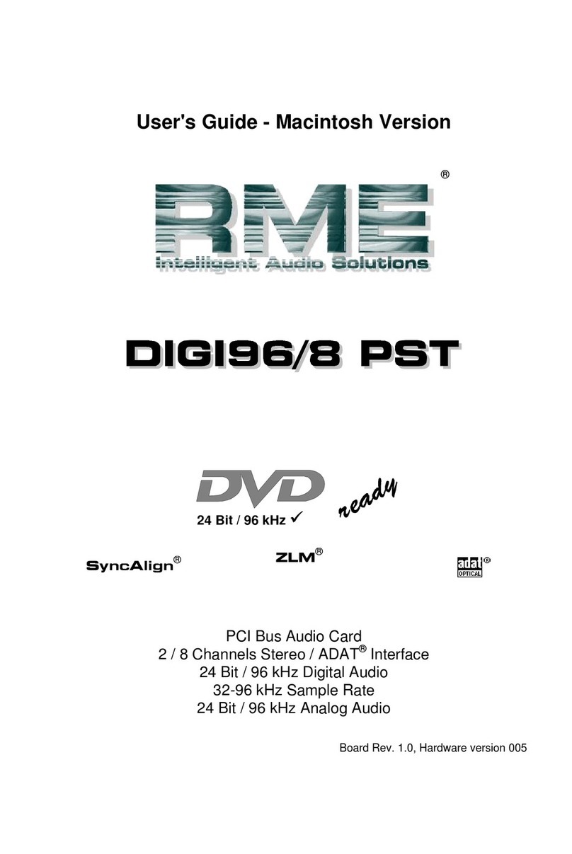 RME Audio DIGI96/8 PAD User manual