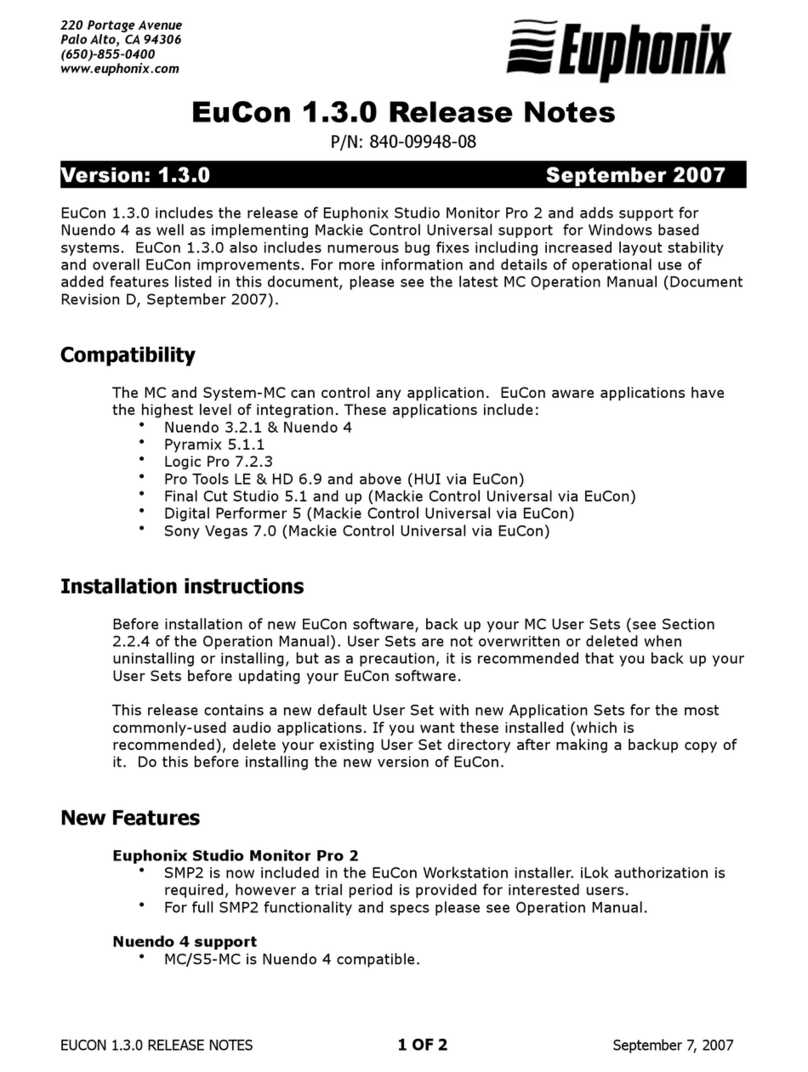Euphonix EuCon 1.3.0 Operation manual
