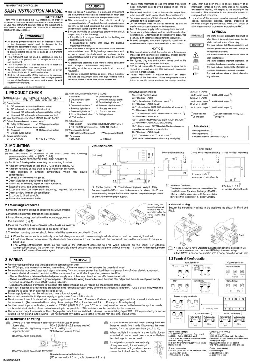 RKC INSTRUMENT SA201 instruction manual